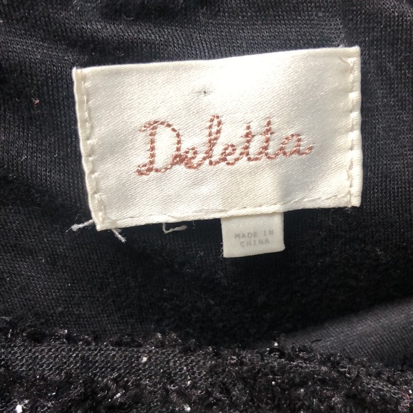 Deletta (Anthropologie) black ostrich and sequin top, size S - Picture 6 of 8